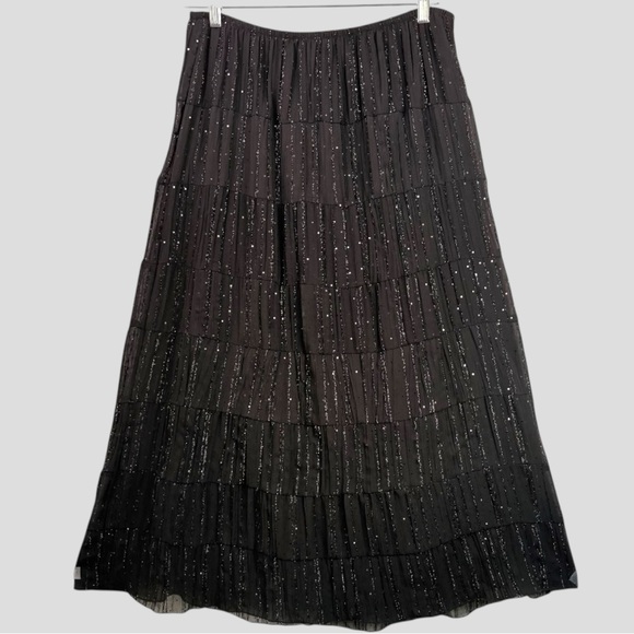 Vintage MSK Women’s XL Sheer Glitter Tiered Maxi Skirt Y2K Whimsigoth Fairy - Picture 3 of 8